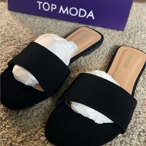 Top Moda Black Velvet Sandals Size 6